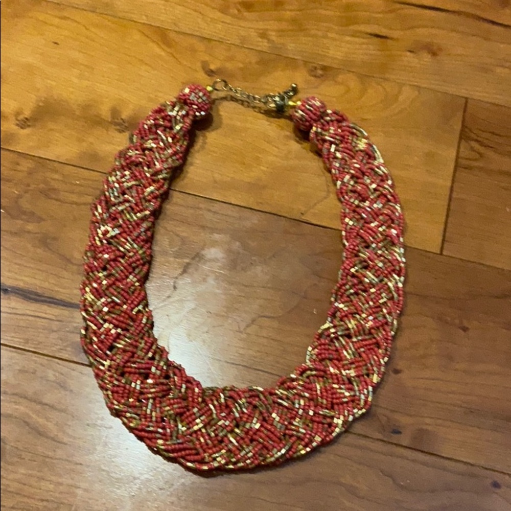 Beaded told snd gold statement necklace